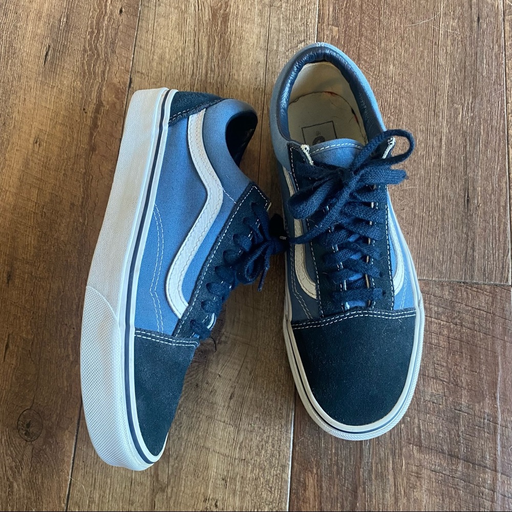 Vans Old Skool Navy Blue and White Skate Sneakers